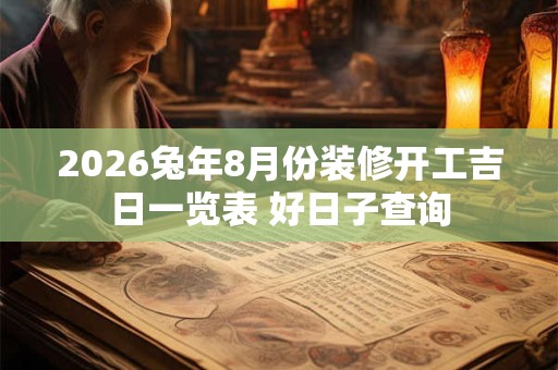 2026兔年8月份装修开工吉日一览表 好日子查询