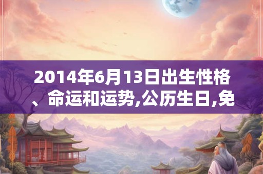 2014年6月13日出生性格、命运和运势,公历生日,免费算命