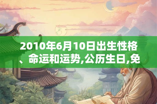 2010年6月10日出生性格、命运和运势,公历生日,免费算命