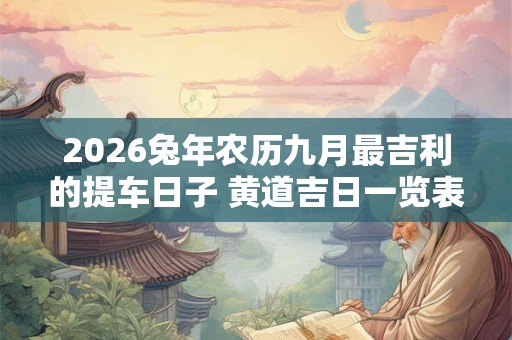 2026兔年农历九月最吉利的提车日子 黄道吉日一览表