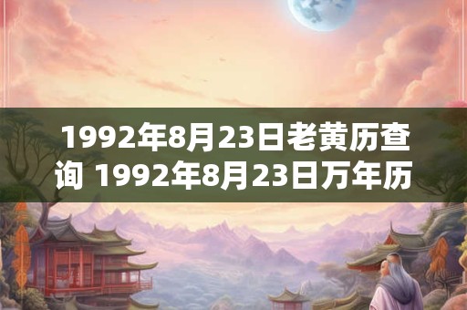 1992年8月23日老黄历查询 1992年8月23日万年历黄道吉日