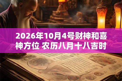 2026年10月4号财神和喜神方位 农历八月十八吉时查询 2026年10月4号财神和喜神方位 农历八月十八吉时查询