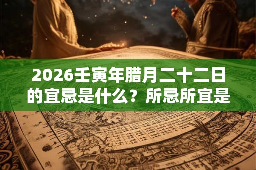 2026壬寅年腊月二十二日的宜忌是什么?所忌所宜是什么? 2026壬寅年腊月二十二日的宜忌是什么?所忌所宜是什么?