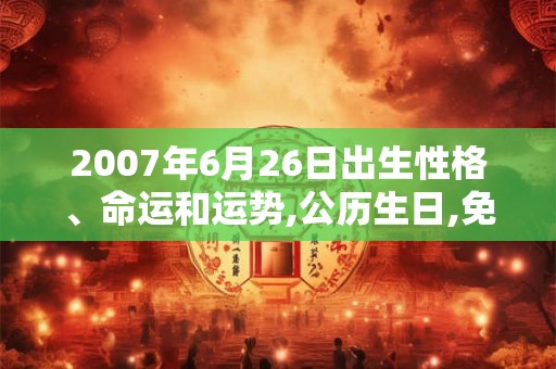 2007年6月26日出生性格、命运和运势,公历生日,免费算命 2007年6月26日出生性格、命运和运势,公历生日,免费算命