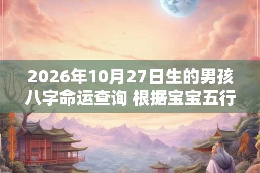 2026年10月27日生的男孩八字命运查询 根据宝宝五行缺失起名字