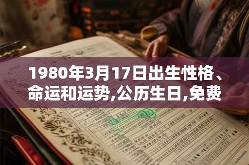1980年3月17日出生性格、命运和运势,公历生日,免费算命