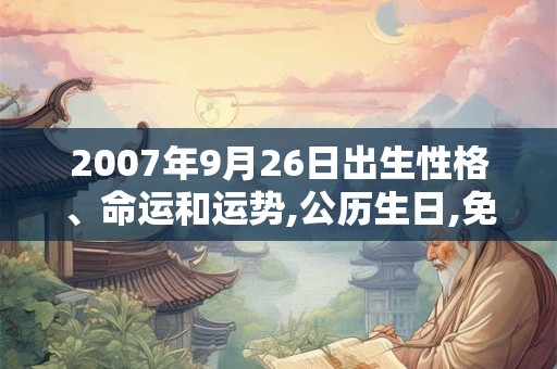 2007年9月26日出生性格、命运和运势,公历生日,免费算命