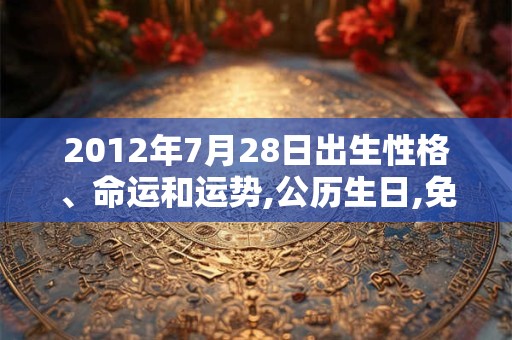 2012年7月28日出生性格、命运和运势,公历生日,免费算命