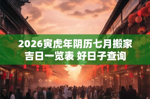 2026寅虎年阴历七月搬家吉日一览表 好日子查询