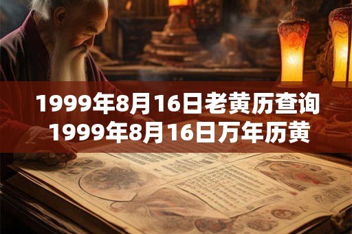1999年8月16日老黄历查询 1999年8月16日万年历黄道吉日