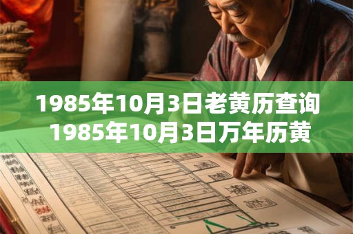 1985年10月3日老黄历查询 1985年10月3日万年历黄道吉日