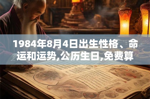 1984年8月4日出生性格、命运和运势,公历生日,免费算命
