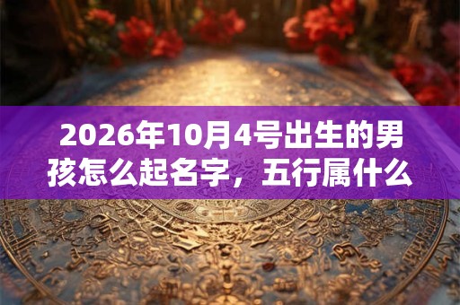 2026年10月4号出生的男孩怎么起名字，五行属什么
