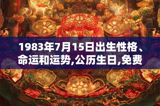 1983年7月15日出生性格、命运和运势,公历生日,免费算命