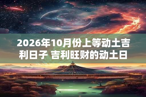 2026年10月份上等动土吉利日子 吉利旺财的动土日