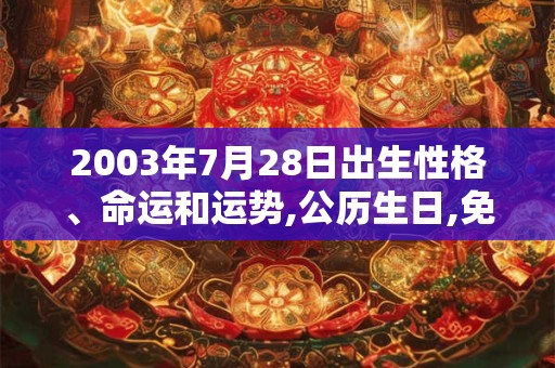 2003年7月28日出生性格、命运和运势,公历生日,免费算命