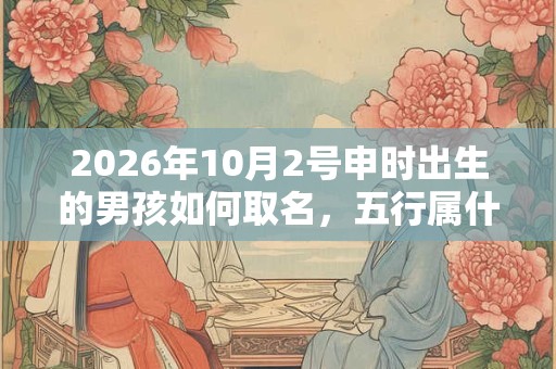 2026年10月2号申时出生的男孩如何取名，五行属什么