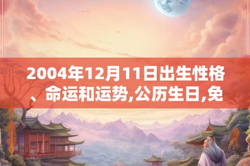 2004年12月11日出生性格、命运和运势,公历生日,免费算命
