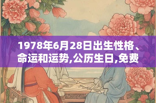 1978年6月28日出生性格、命运和运势,公历生日,免费算命