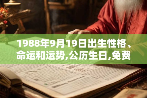 1988年9月19日出生性格、命运和运势,公历生日,免费算命