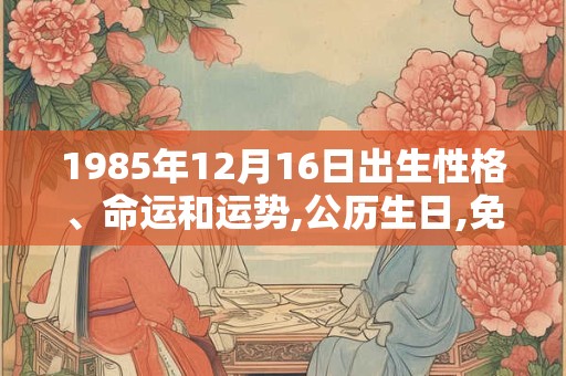 1985年12月16日出生性格、命运和运势,公历生日,免费算命