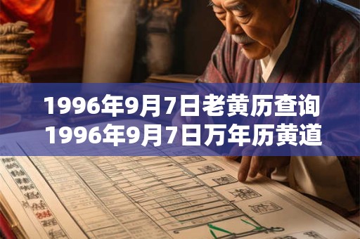 1996年9月7日老黄历查询 1996年9月7日万年历黄道吉日