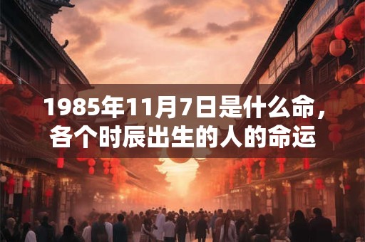 1985年11月7日是什么命，各个时辰出生的人的命运