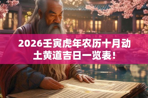 2026壬寅虎年农历十月动土黄道吉日一览表！