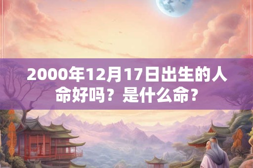 2000年12月17日出生的人命好吗？是什么命？