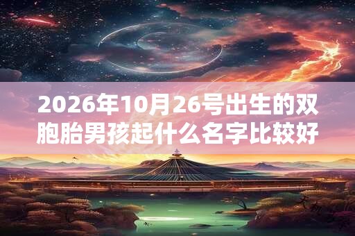 2026年10月26号出生的双胞胎男孩起什么名字比较好，五行属什么
