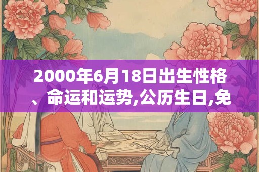 2000年6月18日出生性格、命运和运势,公历生日,免费算命