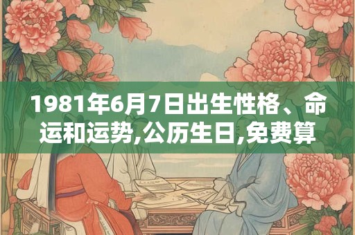 1981年6月7日出生性格、命运和运势,公历生日,免费算命 1981年6月7日出生性格、命运和运势,公历生日,免费算命