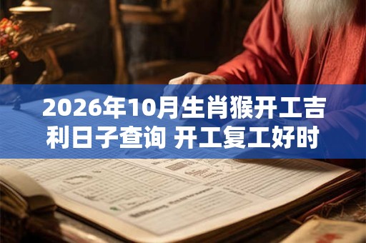2026年10月生肖猴开工吉利日子查询 开工复工好时机