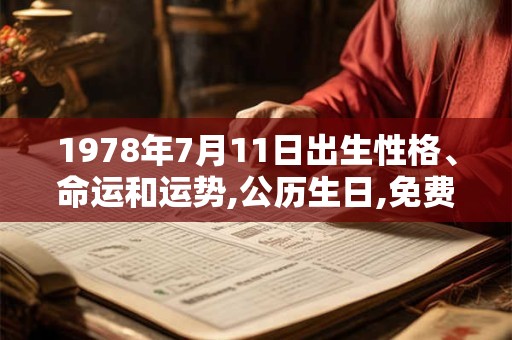 1978年7月11日出生性格、命运和运势,公历生日,免费算命