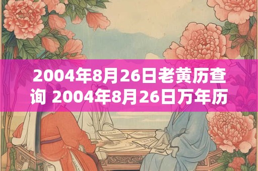 2004年8月26日老黄历查询 2004年8月26日万年历黄道吉日