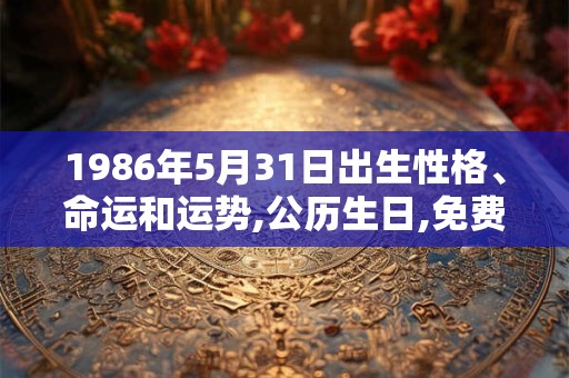 1986年5月31日出生性格、命运和运势,公历生日,免费算命 1986年5月31日出生性格、命运和运势,公历生日,免费算命
