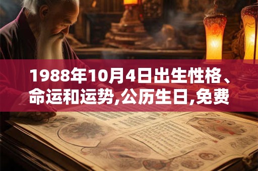 1988年10月4日出生性格、命运和运势,公历生日,免费算命