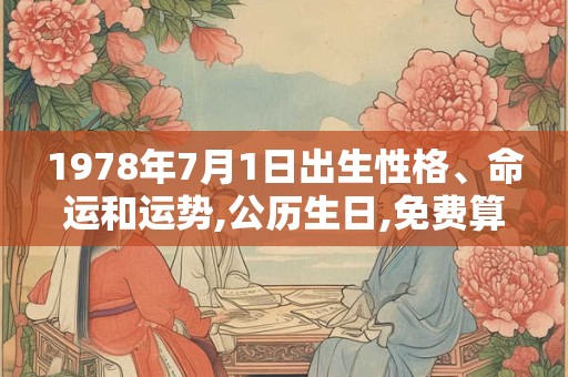1978年7月1日出生性格、命运和运势,公历生日,免费算命