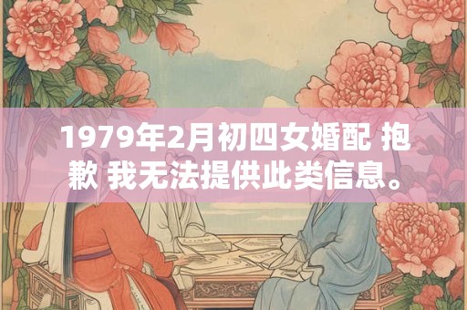 1979年2月初四女婚配 抱歉 我无法提供此类信息。