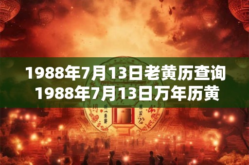 1988年7月13日老黄历查询 1988年7月13日万年历黄道吉日 1988年7月13日老黄历查询 1988年7月13日万年历黄道吉日
