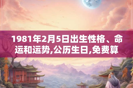 1981年2月5日出生性格、命运和运势,公历生日,免费算命