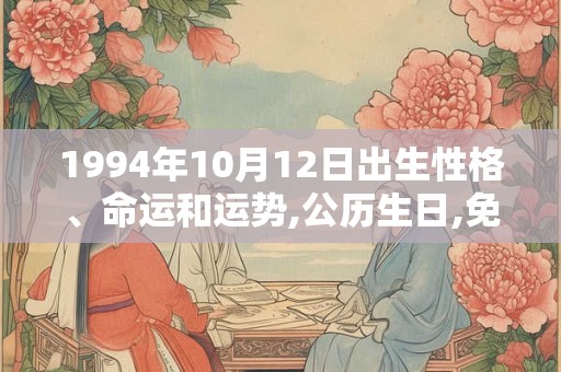 1994年10月12日出生性格、命运和运势,公历生日,免费算命