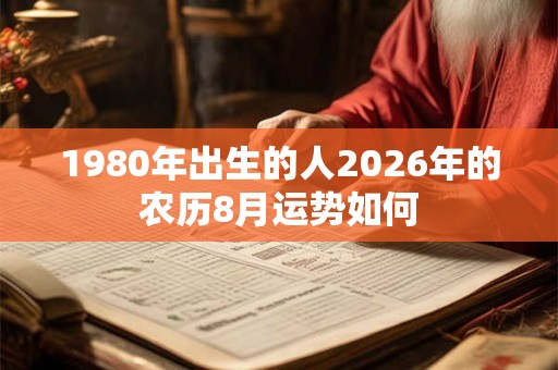 1980年出生的人2026年的农历8月运势如何