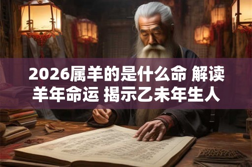 2026属羊的是什么命 解读羊年命运 揭示乙未年生人的特点与命运! 2026属羊的是什么命 解读羊年命运 揭示乙未年生人的特点与命运!