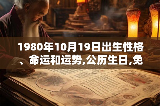 1980年10月19日出生性格、命运和运势,公历生日,免费算命