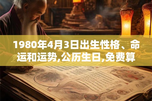 1980年4月3日出生性格、命运和运势,公历生日,免费算命 1980年4月3日出生性格、命运和运势,公历生日,免费算命