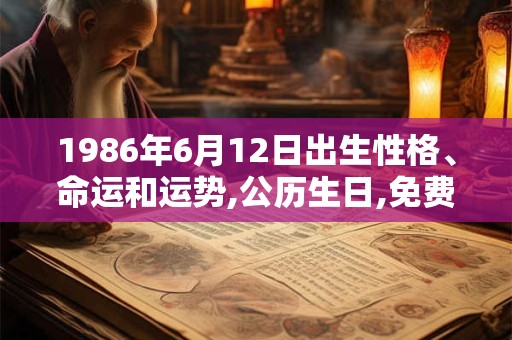 1986年6月12日出生性格、命运和运势,公历生日,免费算命
