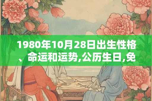 1980年10月28日出生性格、命运和运势,公历生日,免费算命