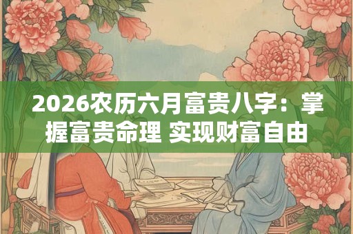 2026农历六月富贵八字:掌握富贵命理 实现财富自由 2026农历六月富贵八字:掌握富贵命理 实现财富自由