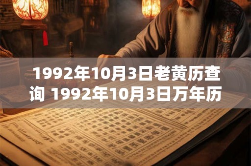 1992年10月3日老黄历查询 1992年10月3日万年历黄道吉日 1992年10月3日老黄历查询 1992年10月3日万年历黄道吉日